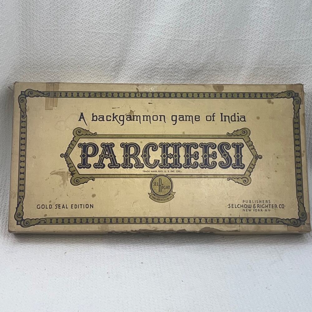 Vintage 1959 Selchow & Righter Parcheesi Gold Seal Edition Complete Board Game